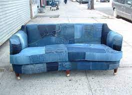 Ein Sofa Aus Jeans Diy Dekoration Denim Couch Recyceltes Denim Schonbezuge