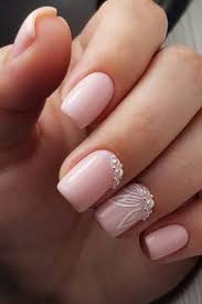 We love the softer and more subtle pink that has been used and the glitter really adds a pop of color and sparkle. 30 Perfect Pink And White Nails For Brides Wedding Toe Nails Bride Nails Wedding Nail Art Design