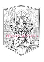 Coloring Rages Hermione Granger Gift Harry Potter Digital Etsy Custom Pet Painting Coloring Pages Etsy