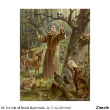 St Francis Of Assisi Surrounded By Animals Postcard Zazzle Com In 2020 St Francis Francis Of Assisi Assisi