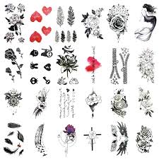 Feathers can convey grace, beauty, sharing your message with others and connection to the divine. Amazon Com Everjoy Dark Rose Removable Temporary Tattoos 24 Pcs Black Color Feather Heart Press On Tattoo Stickers For Adults Women Men Kids Boys And Girls Beauty