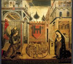 Carlo crivelli, detail of the annunciation with saint emidius, 1486, egg and oil on canvas, 207 x this annunciation is signed and dated 1486, so it was an early commission in his adopted territory. Building The Picture Carlo Crivelli The Annunciation With Saint Emidius The National Gallery London