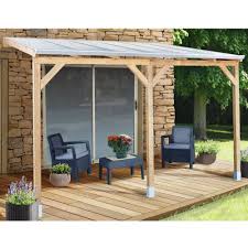 Pergola Adossee Bois Traite Toiture Polycarbonate 3x3 7 M Gamm Vert Outdoor Pergola Patio Pergola