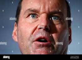 Christophe Weber (R), the CEO of Takeda Pharmaceutical Company Limited.  attends a press conference in Tokyo