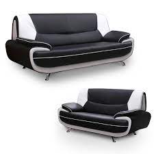 Les coussins sur la photo sont compris. Canape 3 2 Places Design Noir Et Blanc Marita Marita Noir Blanc