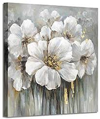 Amazon Com Wall Art Flower Pictures Artwork White Lily Abstract Floral Print On Canvas For Li In 2020 Flower Painting Canvas Flower Art Painting Oil Painting Flowers