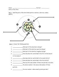 Parts Of An Atom Worksheet Parts Of The Atom Worksheet For 7th 11th Grade In 2020 Algebra Worksheets Parts Of Speech Worksheets Worksheet Template