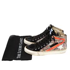 Golden Goose Multicolor Suede And Glitter Slide High Top Sneakers Size 37