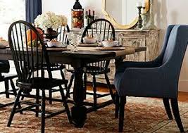 Blue Wing Back Chairs With Black Windsor Chairs Modern Farmhouse Dining Room Farmhouse Dining Room Modern Farmhouse Dining
