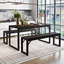 The most common feature for dining room sets is extendable. Amolife 3 Piece Dining Room Table Set Metal Frame And Mdf Board Dining Table With Bench Kitchen Contemporary Home Furniture In Dubai Uae Whizz Table Chair Sets