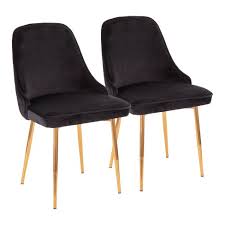 Set Of 2 Marcel Contemporary Dining Chairs Black Gold Lumisource Target
