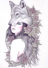 Delicately Drawn Women With Wild Animals Wolf Girl Tattoos Wolf Illustration Animal Art