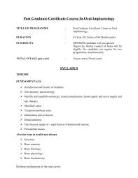 The Syllabus Of Post Graduate Certificate Course In Oral Implantology