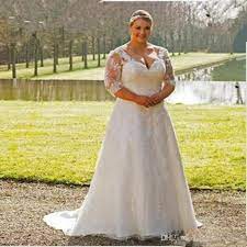 Discountplus Size Wedding Dress Open Back Garden New Transparent 3 4 Sleeve Lace A Line Sweep Train Appliques Bridal Gowns Custom Made From Find My Dress 103 Plus Wedding Dresses Plus Size Wedding Gowns