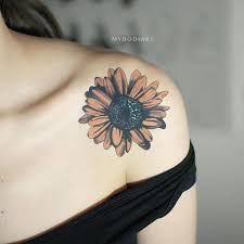 Katelyn Sunflower Temporary Tattoo Shoulder Tattoo Floral Tattoo Shoulder Flower Tattoo Shoulder