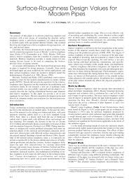 Pdf Surface Roughness Design Values For Modern Pipes