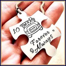 The 10th wedding anniversary marks an important milestone in a marriage. Personalised Wedding Anniversary Keyring Gift Always Forever Puzzle 10th Wedding Anniversary Keyring 10th Anniversary Gift For Him Her