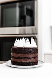 Spooky Ghost Chocolate Cake Chocolate Layer Cake Triple Layer Chocolate Cake Halloween Chocolate Cake