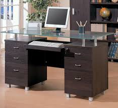 Decarie Glass Top Contemporary Double Pedestal Desk Pedestal Desks Desks New Furniture Contemporary Office Desk Cool Office Desk Office Desk