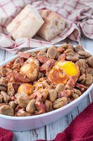 Portuguese Fava Bean Chourico And Egg Stew Recipe Fava Beans Food Portuguese Recipes