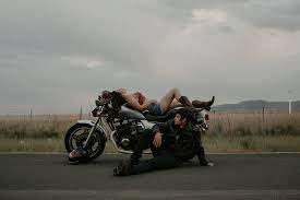 Let S Escape Moody Motorcycle Couples Shoot In Boulder Colorado Bike Photoshoot Motorcycle Couple Motorcycle Couple Pictures