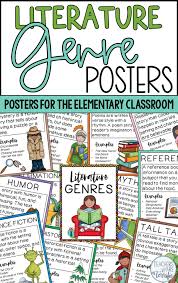 Literature Genre Posters In Watercolor Genre Posters Elementary Classroom Literature Genres