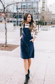 The Olivia Corduroy Jumper Dress In Indigo Classy Fall Outfits Fashion Modest Outfits