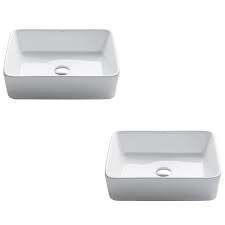 What is the drain size? Elavo Modern Rectangular Vessel White Porcelain Ceramic Bathroom Sink 19 Inch 2 Pack