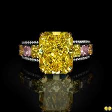 Incredible 6ct Fancy Vivid Yellow Diamond With Rare Pink Yellow And Orange Diamond Accents From Nove Fine Diamond Jewelry Yellow Diamond Fancy Color Diamonds