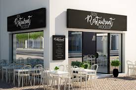 Restaurant Mockup In 2020 Indesign Layout Mockup Cafe Exterior