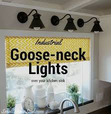 I Bought These Beautiful Industrial Goose Neck Lights For Over My Kitchen Sink On Wayfair But You Can Get T Kitchen Sink Lighting Sink Lights Over Kitchen Sink