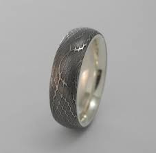 Spider Silk Stainless Damascus Steel Ring With Silver Interior Men S Wedding Band Jewelry Rings Unique Mens Wedding Rings Gold Damascus Steel Ring