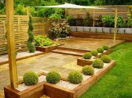 Garden Designs With Railway Sleepers In 2020 Garden Seating Area Sloped Garden Garden Planning