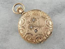 Victorian 14k gold pocket watch case lid diamond custom made charm pendant 4gr. Victorian Diamond Floral Rose Gold Pocket Watch Antique Etsy Gold Pocket Watch Pocket Watch Antique Antique Diamond
