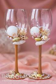 Beach Wedding Wine Glasses Personalized Wine Glasses Sea Decorated Wine Glasses Seashell Wedding Wedding Wine Glasses