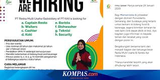 Pt Reska Multi Usaha Anak Usaha Pt Kai Buka Lowongan Untuk Lulusan Sma Usia Maksimal 30 Tahun