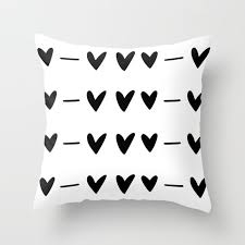 Black And White Grid Throw Blanket White And Black Doodle Hearts And Dashes Pattern By Throw Pillow Anka Throw Pillows Dash Pattern Patterned Throw Pillows