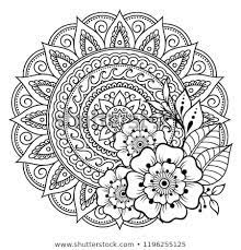 Discover This And Millions Of Other Royalty Free Stock Photos Illustrations And Vectors In The Shutterstoc Flower Mandala Mandala Coloring Books Flower Henna