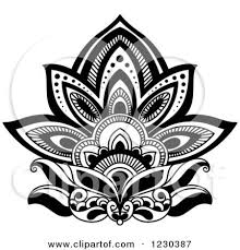 Black And White Henna Design Clipart Of A Black And White Henna Lotus Flower 3 Royalty Free Vector Illustration By Seamartini Graphics White Henna White Henna Tattoo White Henna Designs
