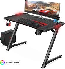 Vanspace 47 Inch Ergonomic Gaming Desk With Rgb Led Light And Free Mouse Pad In 2020 Rgb Led Lights Rgb Led Gaming Desk