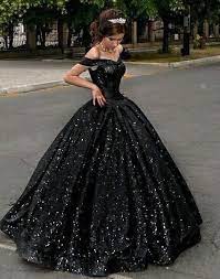Off The Shoulder Ball Gown Black Prom Dresses For Women Black Ball Gown Ball Dresses Black Wedding Gowns
