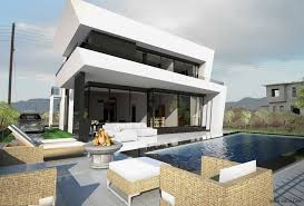 تصميم لفيلا مودرن اوربية تحتوى على مسبح و حديقة House Styles House Home