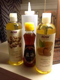 When you use almond oil regularly, it helps improve hair smoothness and shine. Almond Oil Castor Oil And Sesame Oil Mix Together In A Squeezy Bottle Massage Into Hai Castor Oil For Hair Castor Oil For Hair Growth Castor Oil Hair Mask