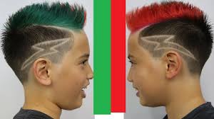 A sideburn shaped like a lightning bolt, the thunderwave runs until the end of your ear and curves towards the mustache. Alex Super Hero Boys Shaved Haircut Design Midnight Trip To The Hair Salon Youtube