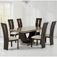 Explore our 6 seater dining table range with great products at affordable prices. Allie Marble Dining Table Rectangular In Brown With 6 Ophelia Cream Chairs It Oozes Class And Style And I Dining Table Marble Marble Dining Brown Dining Room