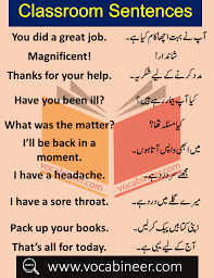 Daily Use Sentences In Classroom With Urdu Translation English Vocabulary Words Learn English Words English Phrases Sentences