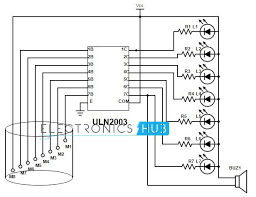 In this circuit, we have used all the transistors as a switch.the water touches the wires' contact with base of each transistor, a small current flows through the base and turns on the transistor as the transistor turns on, the led connected to it glows. Simple Water Level Indicator With Alarm 3 Tested Circuits Electronics Mini Projects Electronics Projects Diy Electrical Projects