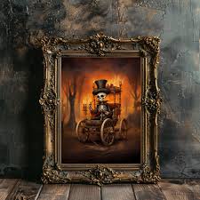 Victorian Fire Rider Printable Wall Art Spooky Decor Gothic Poster  Whimsical Halloween Wall Art Dark Fantasy Print Macabre Humor Art