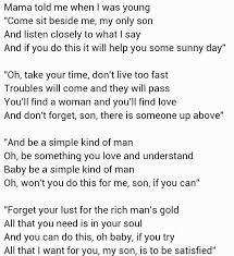 Pin By Charlene Ferraro On Thinks I Believe Simple Man Lyrics Soul Songs How To Memorize Things