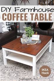 Diy Farmhouse Coffee Table Ikea Hack Makeover Feeling Nifty In 2020 Diy Farmhouse Coffee Table Coffee Table Farmhouse Coffee Table Makeover